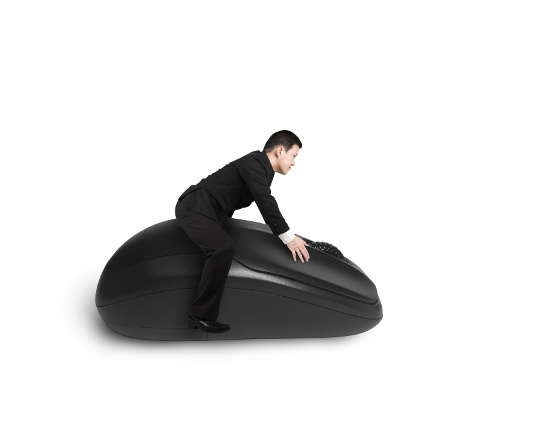 Riding on computer mouse isolated in white